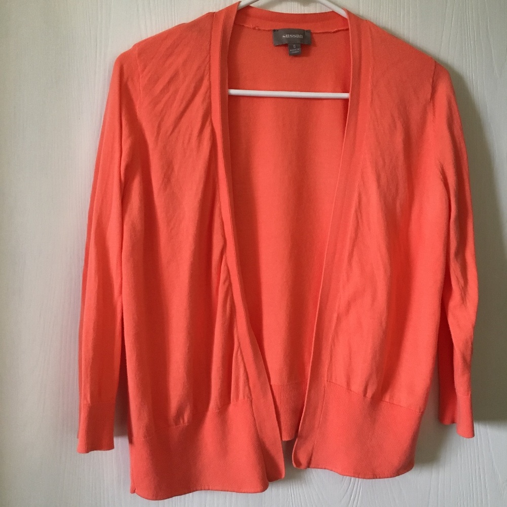 Sussan peach cotton cardigan. Size S.